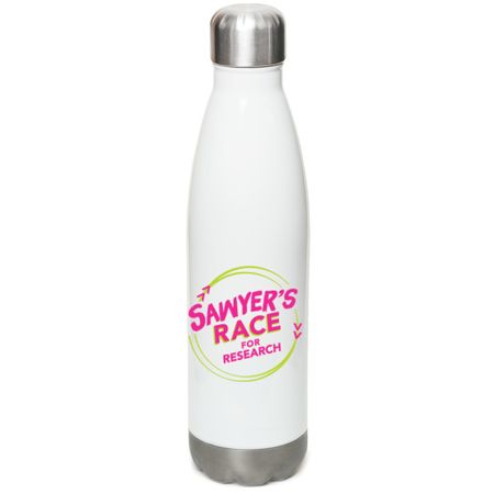 Sawyer's Race for Research H2O bottle, a White Stainless Steel Water Bottle