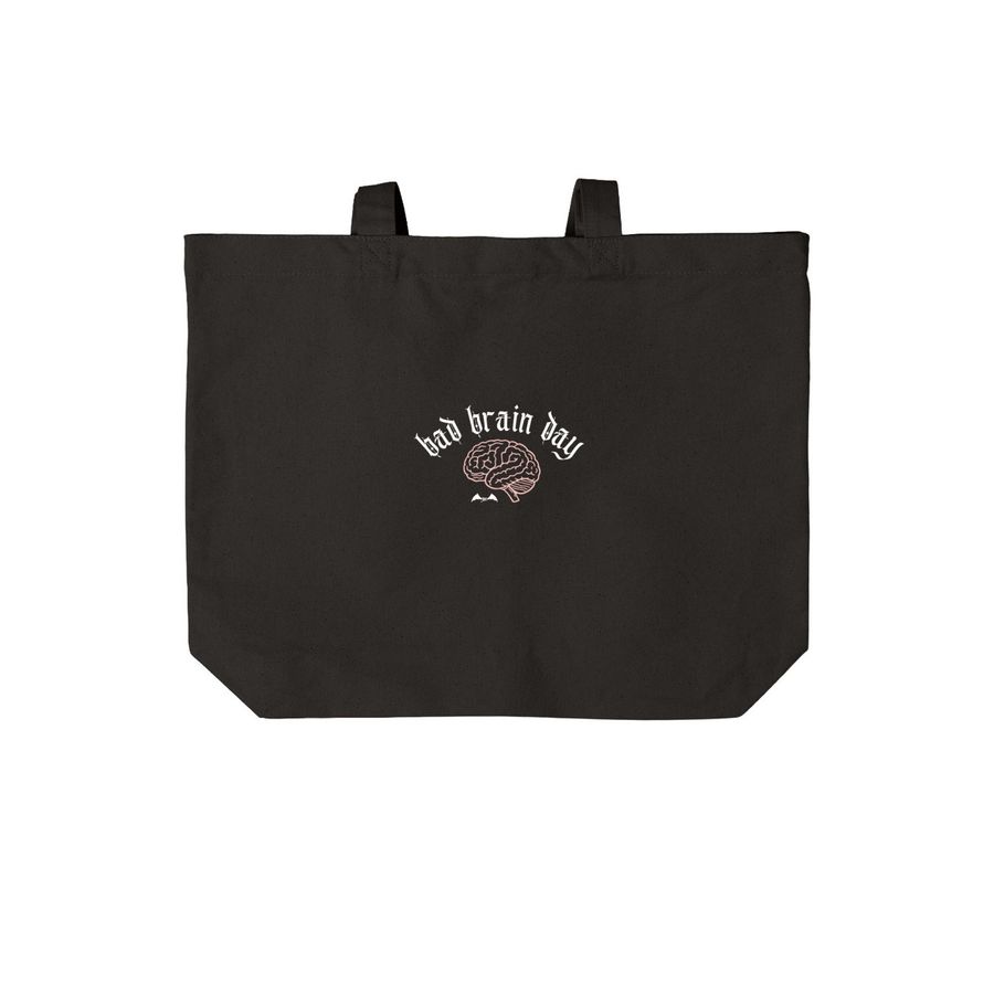 bad brain day tote, a Deep Black Cotton Canvas Tote Bag