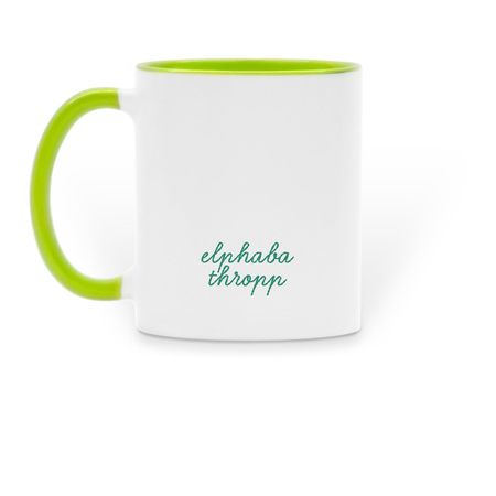 wicked good elphaba mug, a Green Two-Tone Ceramic Mug (back-view)