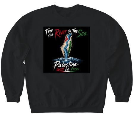 From the river to the sea...., a Black Softstyle Crewneck Sweatshirt