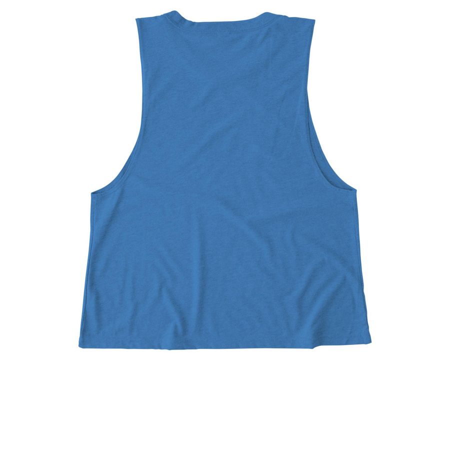 PFS - White Logo, a Azure Blue Allmade Eco Triblend Women?s Muscle Tank (back-view)