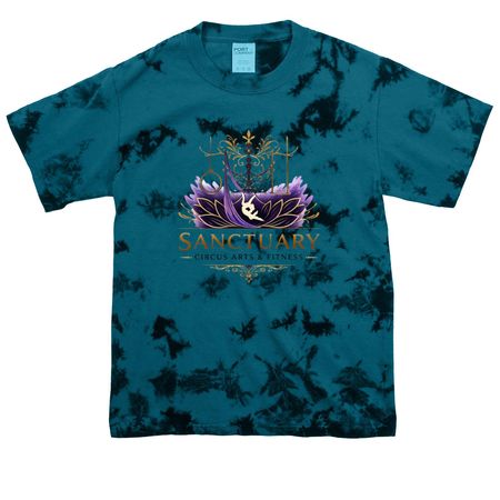 Sanctuary Circus Arts, a Black/ Teal Youth Crystal Tie Dye Tee