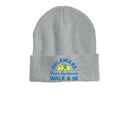 DE Down Syndrome Walk Beanie, a Heather Grey Printed Cuffed Beanie