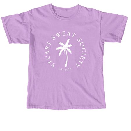 STUART SWEAT SOCIETY SIGNATURE CROP TEE, a Neon Violet Comfort Colors Unisex Tee