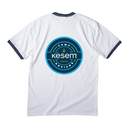 2026 Camp Advisor T-Shirt, a White/ Navy Cotton Ringer Tee