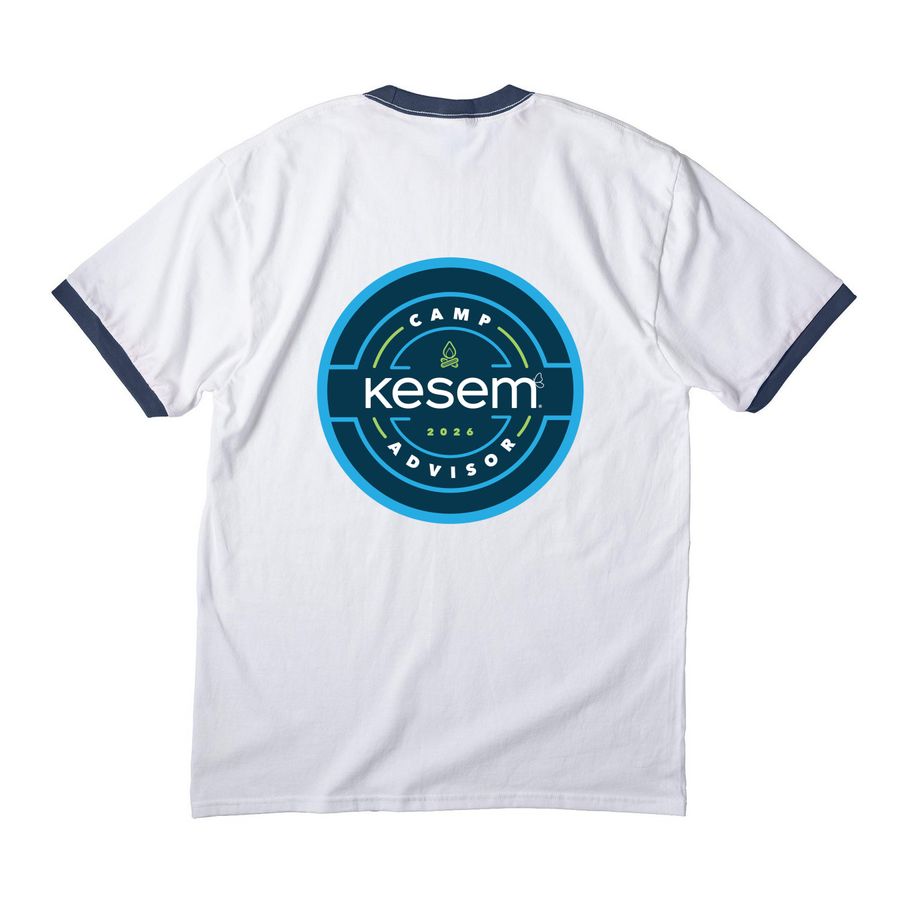 2026 Camp Advisor T-Shirt, a White/ Navy Cotton Ringer Tee