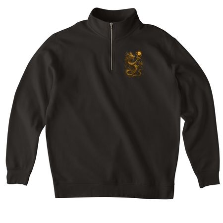 The Dragon Contains the Pearl, a Black Midweight Quarter Zip Pullover