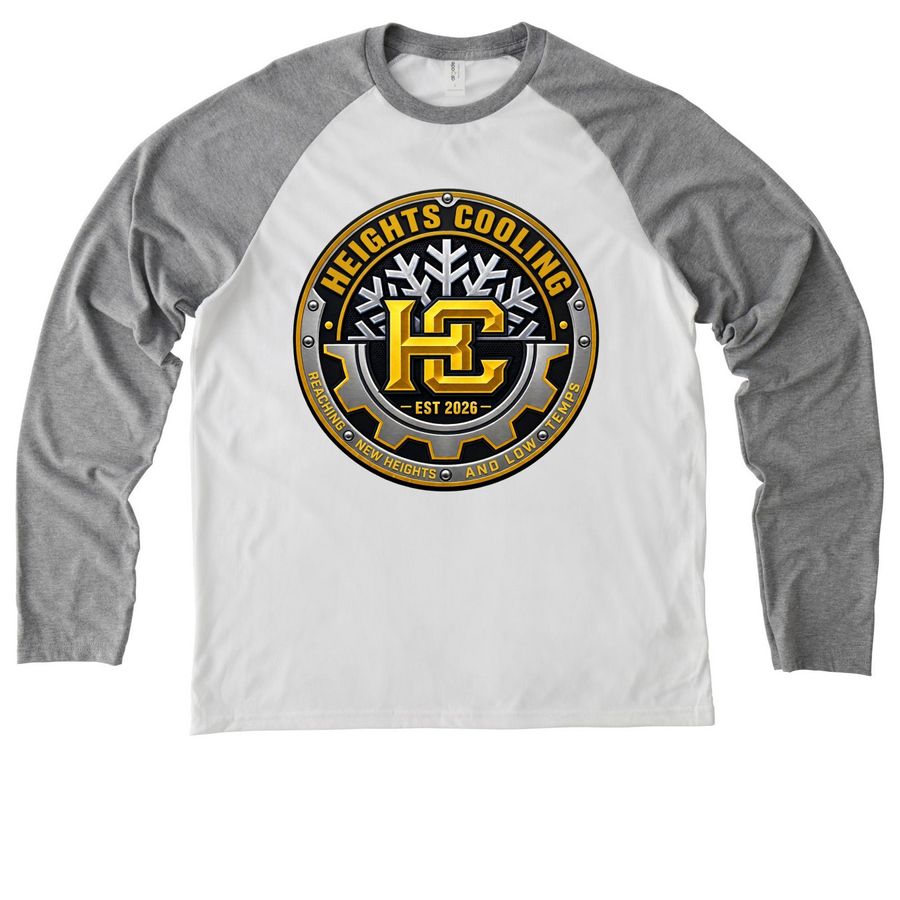 Heights Cooling, a Aluminum Grey/ Bright White Allmade Eco Triblend Colorblock Raglan Long Sleeve Tee