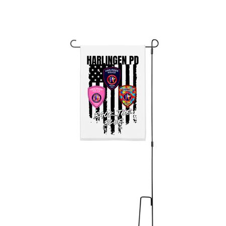 Harlingen Police Support Sign, a White 12" x 18" Yard Flag with Stake