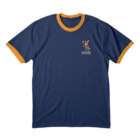Soldiers of the Soil, a Navy/ Gold Cotton Ringer Tee
