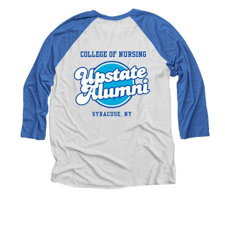 Retro Nursing Alumni 2, a Vintage Royal and Heather White 3/4 Sleeve Baseball Tee