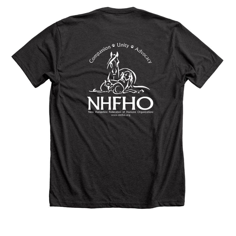Support the NHFHO, a Dark Grey Heather Premium Unisex Tee (back-view)