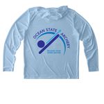 UV Performance Hoodie, a Light Blue UV Performance Long Sleeve Hoodie (back-view)
