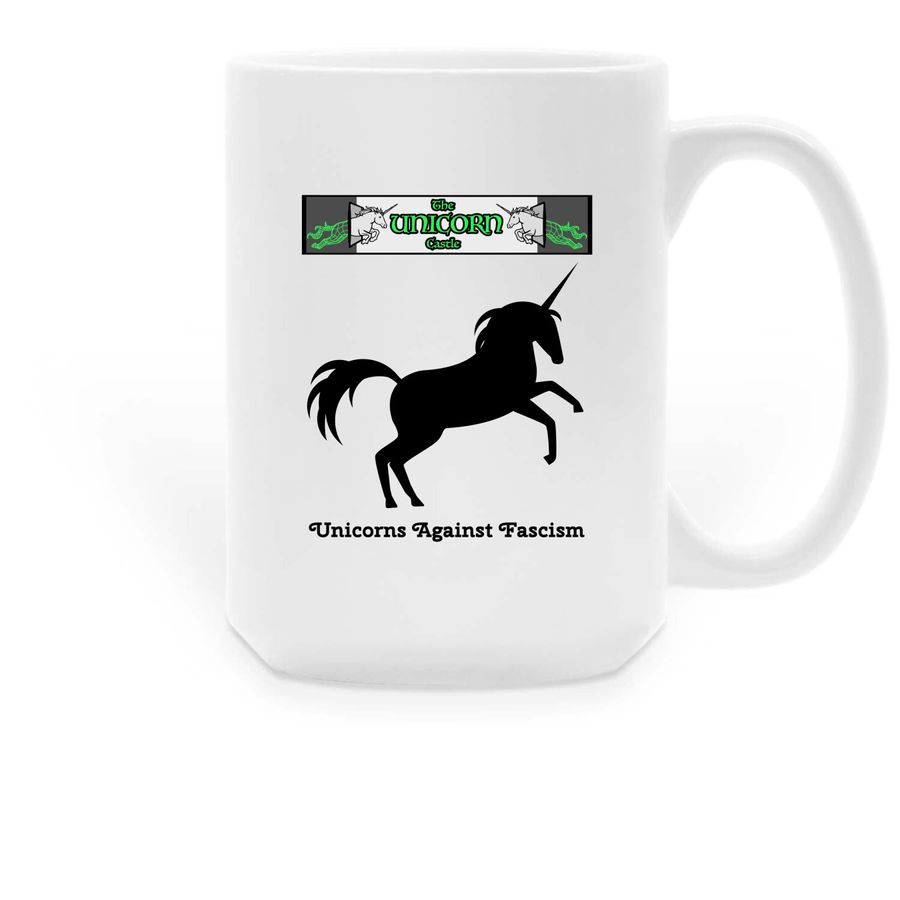 Antifascist Unicorn Mugs, a White Large Coffee Mug