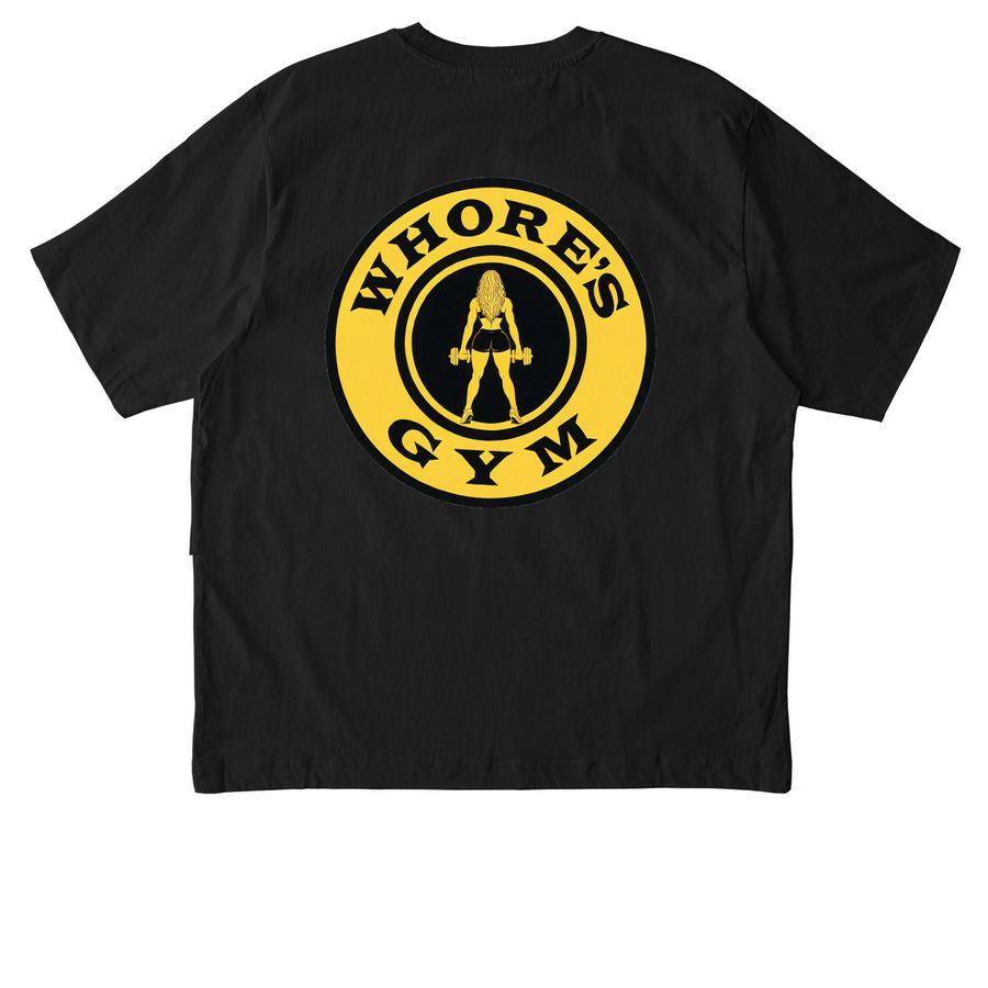 Whore's Gym, a Black Stanley/Stella Unisex Freestyler Heavyweight Tee (back-view)