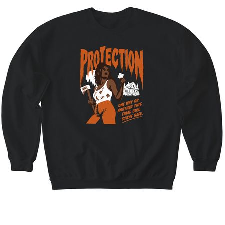 PROTECTION, a Black Softstyle Crewneck Sweatshirt