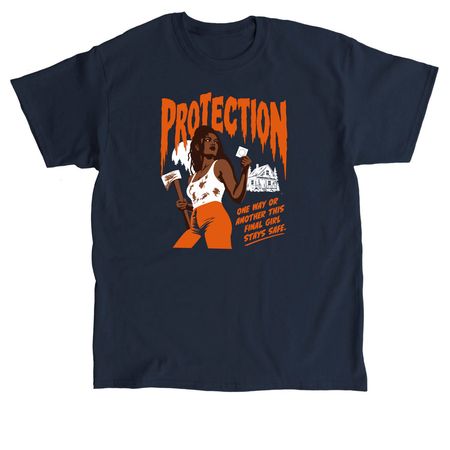 PROTECTION, a Navy Classic Unisex Tee