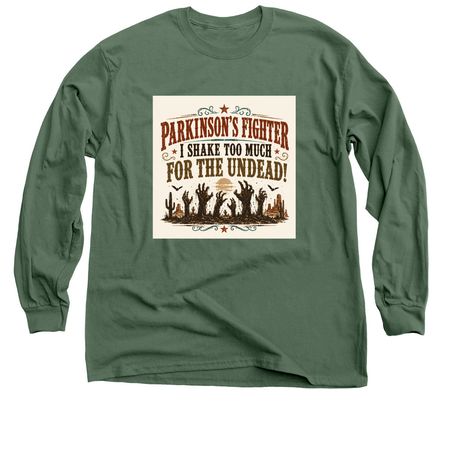 Parkinson's Zombie Shirt 3, a Military Green Classic Long Sleeve Tee
