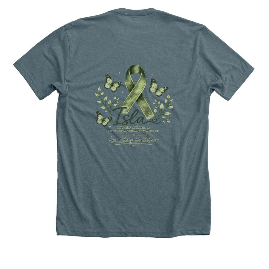 COTA for Isla's Journey, 2nd shirt, a Heather Slate Premium Unisex Tee (back-view)