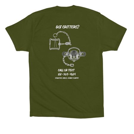 Lang?s Trapline - white&nbsp;, a Olive Premium Cotton Tee (back-view)