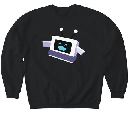 Zanybot says, Hello World!, a Black Softstyle Crewneck Sweatshirt