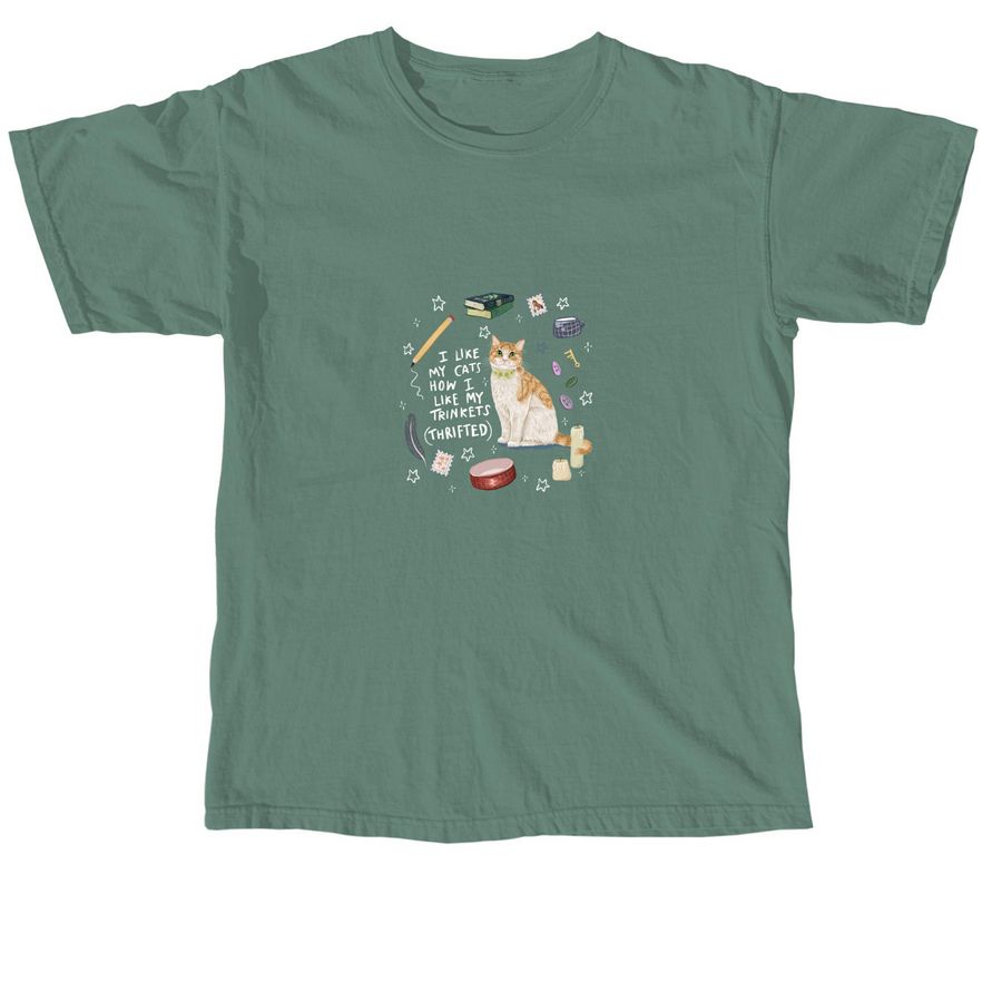 Thrifted Trinkets - Orange Tabby, a Light Green Comfort Colors Unisex Tee