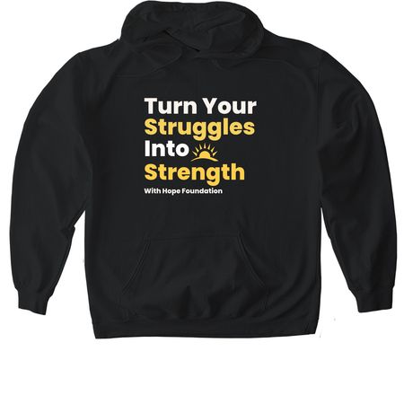 Turn Your Struggle Into Strength Block Letter, a Black Gildan Softstyle Pullover Hoodie