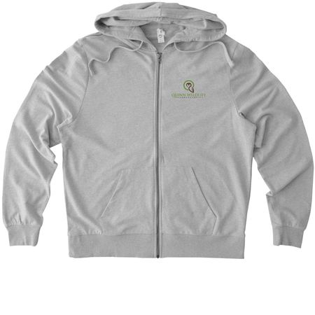 Quinn Wildlife Sanctuary, a Granite Grey Heather Allmade Organic French Terry Zip Up Hoodie