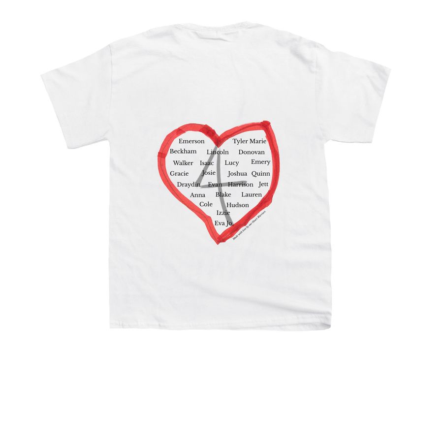 Live4Evan Heart Warrior Shirts - YOUTH, a White Youth Unisex Tee (back-view)