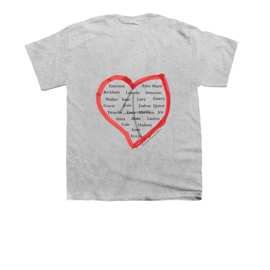 Live4Evan Heart Warrior Shirts - YOUTH, a Sport Grey Youth Unisex Tee (back-view)