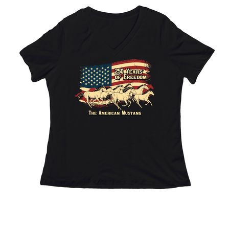 250 Years of Freedom (Dark Colors), a Black Women's Relaxed V-Neck Tee