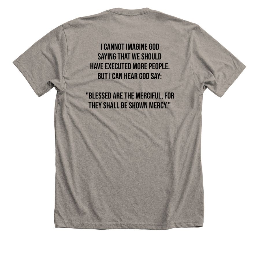 Blessed Are the Merciful&nbsp;, a Heather Stone Premium Unisex Tee (back-view)
