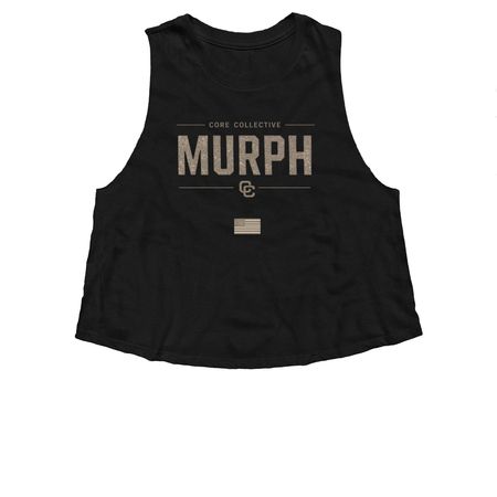 MURPH, a Solid Black Blend Women?s Cropped Racerback Tank