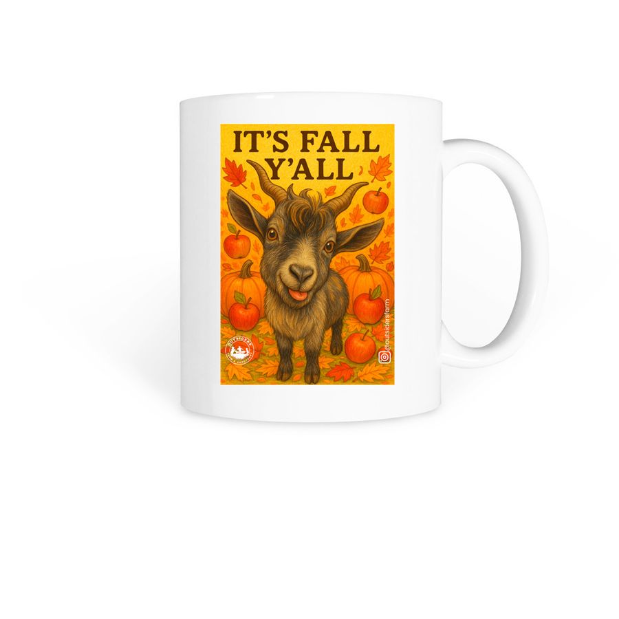 It's Fall Y'all, Benji the Goat Mugs, a White Coffee Mug