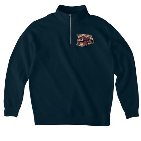 Breast Cancer T-shirt, a Classic Navy Midweight Quarter Zip Pullover