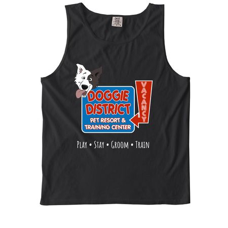 Doggie District Mantra, a Black Comfort Colors Tank Top