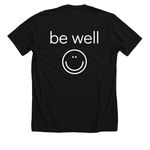 BeWell Smiley Tee, a Solid Black Blend Premium Unisex Tee (back-view)