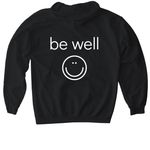 BeWell Smiley Tee, a Black Gildan Softstyle Pullover Hoodie (back-view)