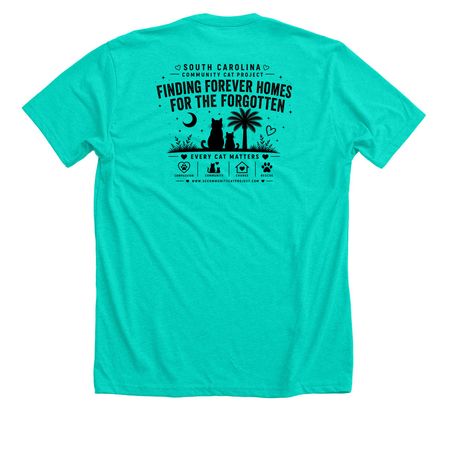 South Carolina Community Cat Project&nbsp;, a Heather Sea Green Premium Unisex Tee (back-view)