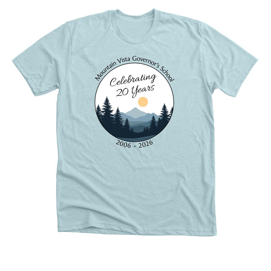 MVGS 20 Years Mountains, a Heather Ice Blue Premium Unisex Tee