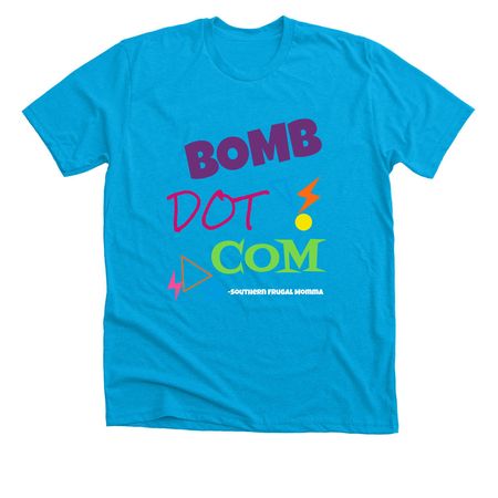 Bomb.Com, a Neon Blue Premium Unisex Tee