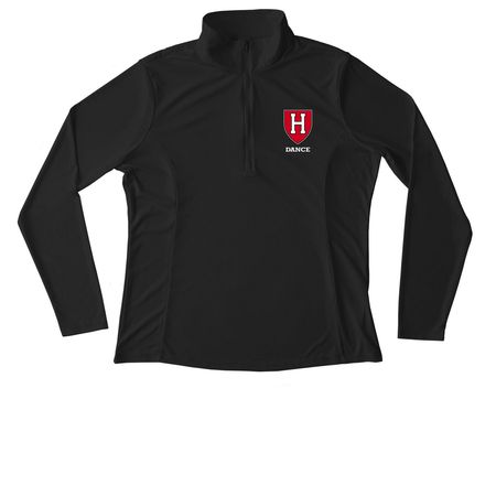 Women Harvard Dance Shield Quartzerzip, a Black Women's Performance Quarter Zip Pullover