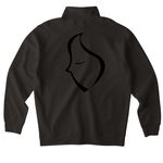 Dark on Dark, a Black Midweight Quarter Zip Pullover (back-view)