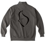 Dark on Dark, a Pepper Comfort Colors Quarter Zip Pullover (back-view)