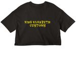 Down to Clown?, a Black Women?s Cropped Cotton Tee (back-view)