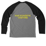 Down to Clown?, a Deep Black/ Aluminum Grey Allmade Eco Triblend Colorblock Raglan Long Sleeve Tee (back-view)