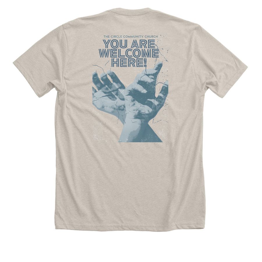 Classic Circle Tee, a Heather Dust Premium Unisex Tee (back-view)