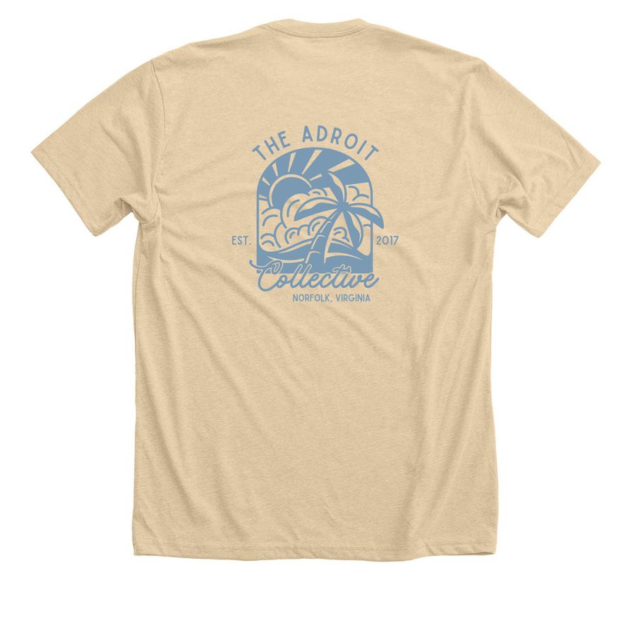 Beachy Keen (BACK DESIGN), a Heather Soft Cream Premium Unisex Tee (back-view)