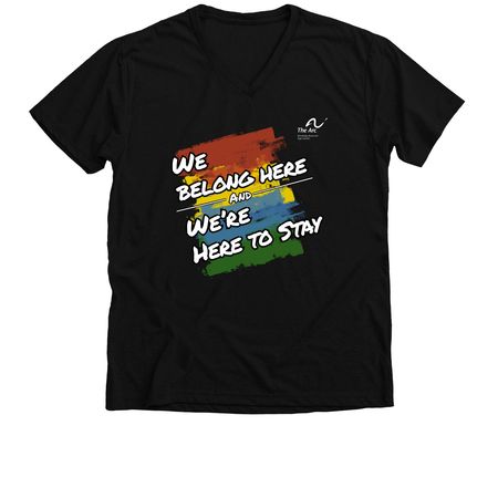 We Belong Here And We're Here to Stay, a Solid Black Blend Premium V-Neck Tee