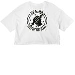 25 logo Womens and youth&nbsp;, a White Women?s Cropped Cotton Tee (back-view)